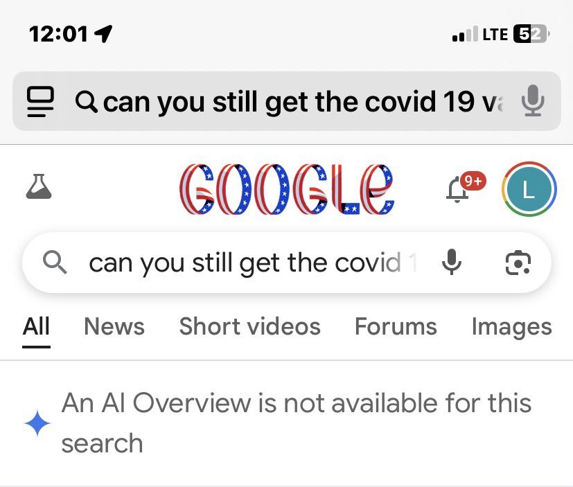 I just googled, Can you still get a Covid Vaccine? Said an AI overview is not available for this search…😔