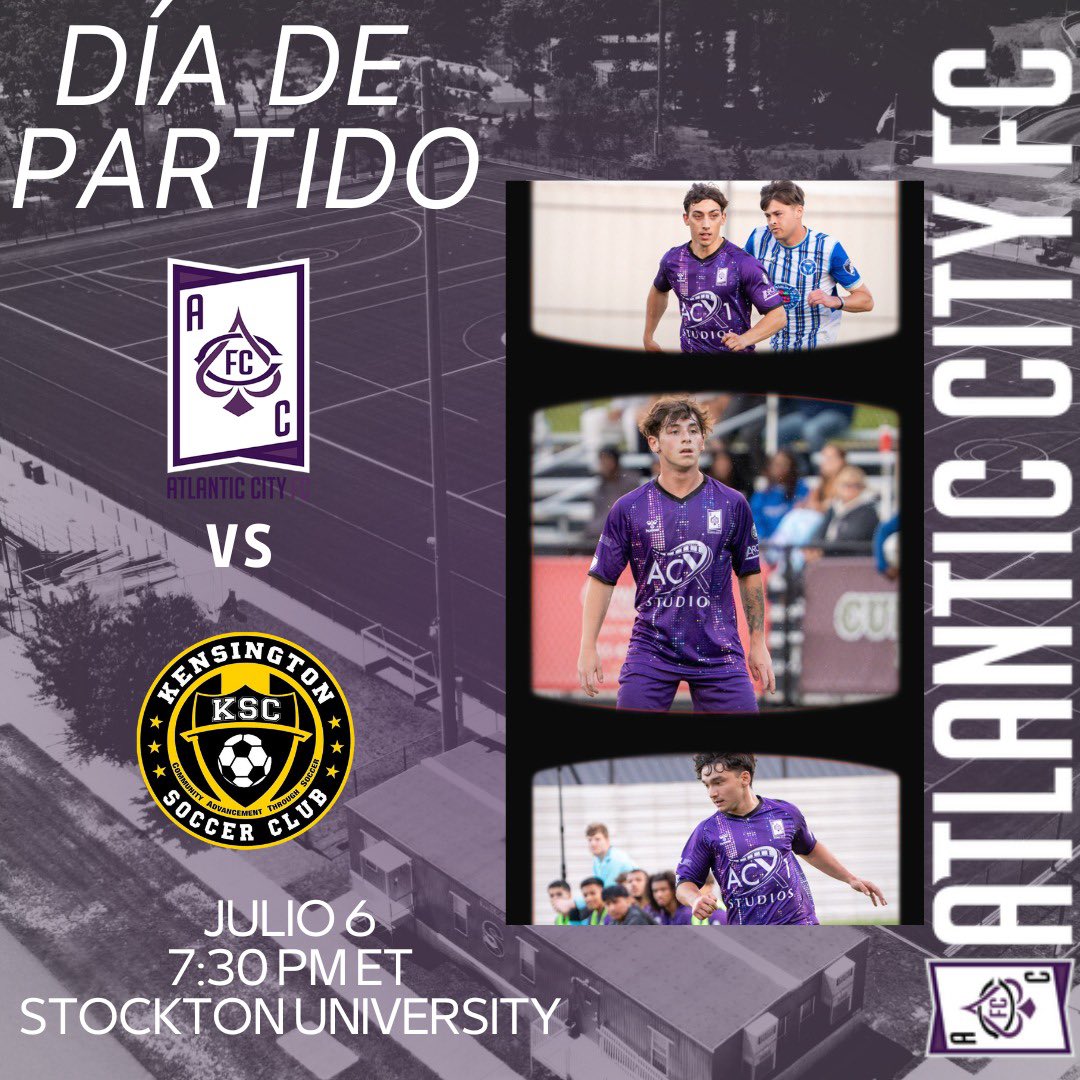 ⚽🔥 ¡Hoy rugimos en casa! Atlantic City FC vs. Kensington SC.

Se vienen 90 minutos de puro show. ¡Que tiemble el césped! 🟣♠️⚽

@atlanticcityfc vs @kenstingtonsc

#DíaDePartido #VamosAtlanticCity