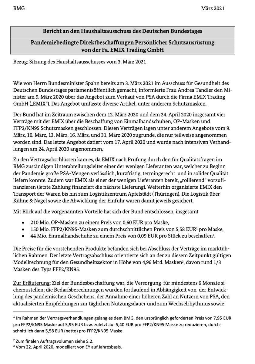 Thomas Steinmann (@t_stoneman) on Twitter photo Das hier ist das angeblich neue "interne Papier" des <a href="/BMG_Bund/">Bundesgesundheitsministerium</a>, das #Spahn entlasten soll. Tatsächlich handelt es sich um einen Bericht des BMG an den Haushalts- und den Gesundheitsausschuss von März 2021. Darin stand natürlich nur, was das von Spahn geführte BMG mitteilen wollte Das hier ist das angeblich neue "interne Papier" des <a href="/BMG_Bund/">Bundesgesundheitsministerium</a>, das #Spahn entlasten soll. Tatsächlich handelt es sich um einen Bericht des BMG an den Haushalts- und den Gesundheitsausschuss von März 2021. Darin stand natürlich nur, was das von Spahn geführte BMG mitteilen wollte