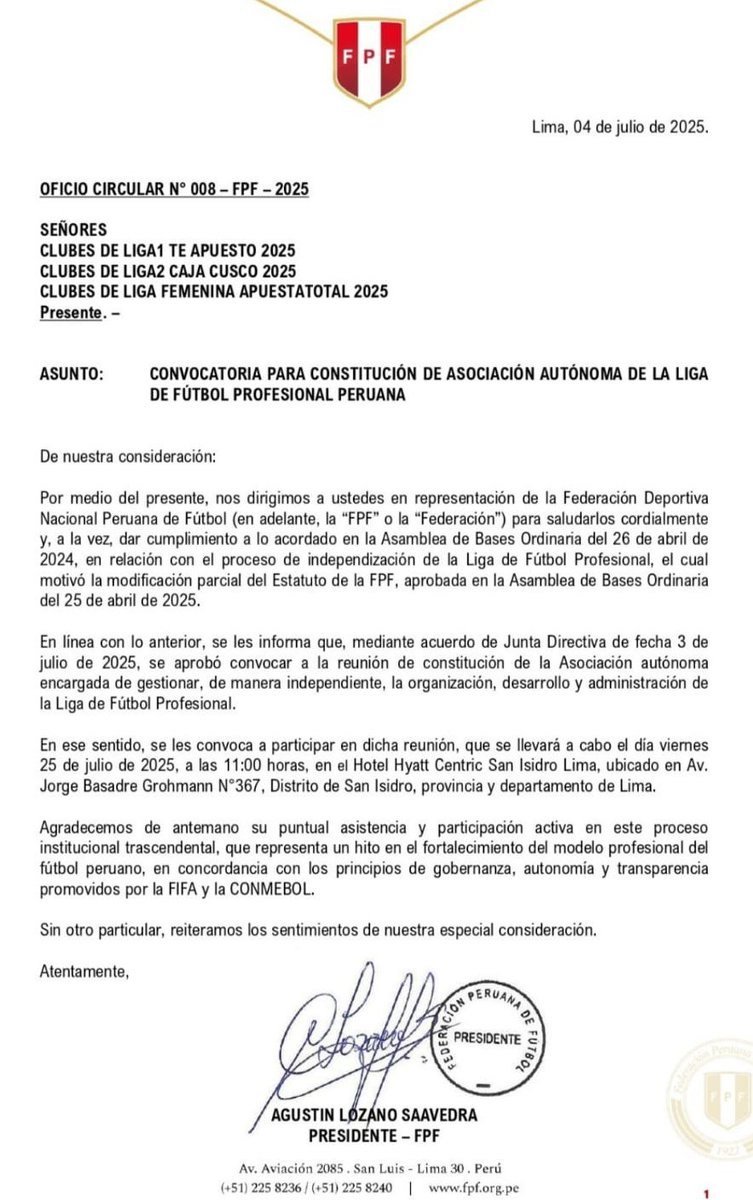 Con esto Lozano se lavará las manos y les dejará a los clubes el tremendo roche de los derechos de transmisión.