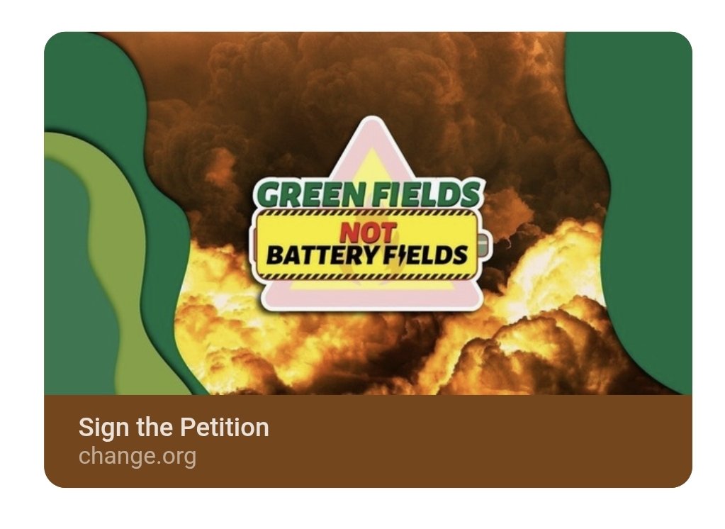 Please SIGN &amp; SHARE!

Petition - "Halt All Planned BESS Sites Until Safety Laws Exist – Protect People, Wildlife &amp; Farmland"
chng.it/FKRzkVG8wc