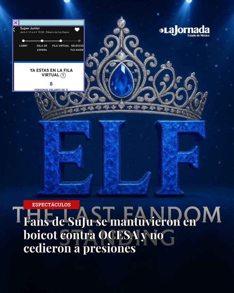JornadaEdomex's tweet image. 🔵¡E.L.F. cumple su palabra y se mantiene con #ELF_NO_COMPRA y #OCESA_OUT! 
Se reportó venta baja durante la venta fans para el Super Show 10 de Super Junior, aseguran es su forma de resistencia y protesta contra las malas prácticas de OCESA
 lajornadaestadodemexico.com/e-l-f-doblega-…