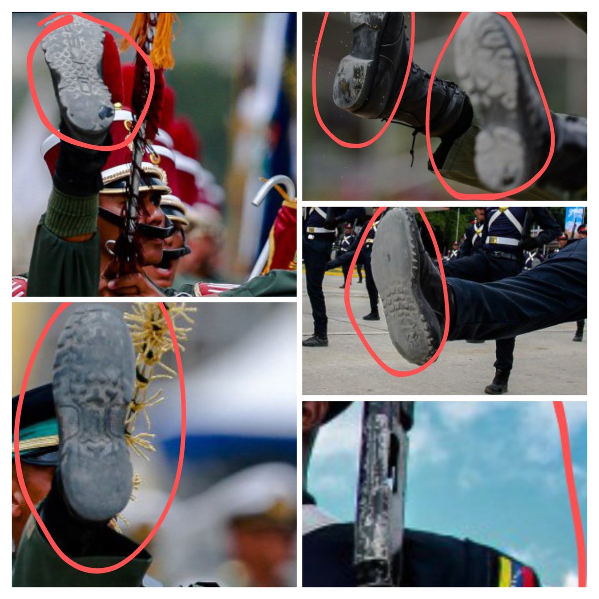 Mientras el hijo de Maduro tiene Nike de 1500$.

Estás son las botas de los militares que marcharon ayer 5 de julio.

No tienen uniforme digno y tampoco dignidad.