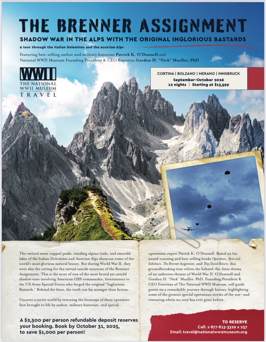 combathistorian's tweet image. I just returned from northern Italy and Austria on a scout trip with my fellow guide and founder of the @WWIImuseum Dr. Nick Mueller for an epic tour never before undertaken based on my books: The Brenner Assignment, They Dared Return, Operatives, Spies & Saboteurs— The Brenner…