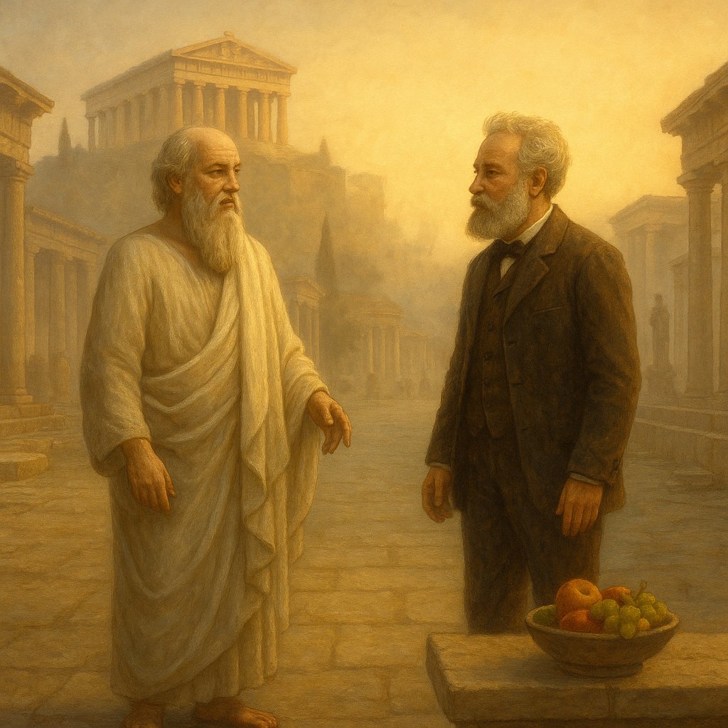 ✍️✨♥️
Verne et Platon. ®. 
#Nouvelle Épisode VI.
Série de rêves Verne.®.
#Récit #mystique et #métaphysique
#Sciencefiction #Métafiction #Multiverse
#auteur : #JorgeOfitas
(En langue française)
Si vous le souhaitez, lisez la nouvelle. 👇
jorgeofitascreative.blogspot.com/2025/07/verne-…