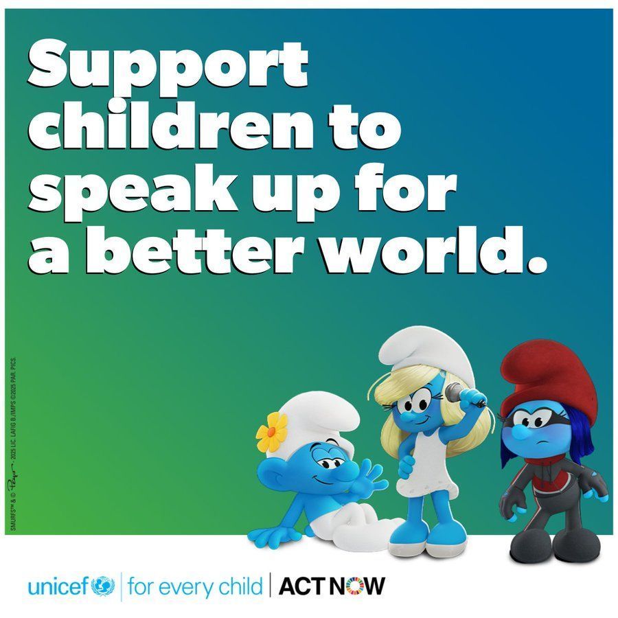 The Smurfs join the #ActNow campaign to remind us: Every child has the right to be treated fairly, to speak up, and to be heard.

Joins us! Even the smallest of actions add up to make a better world 🌍👇

buff.ly/E8c71X4