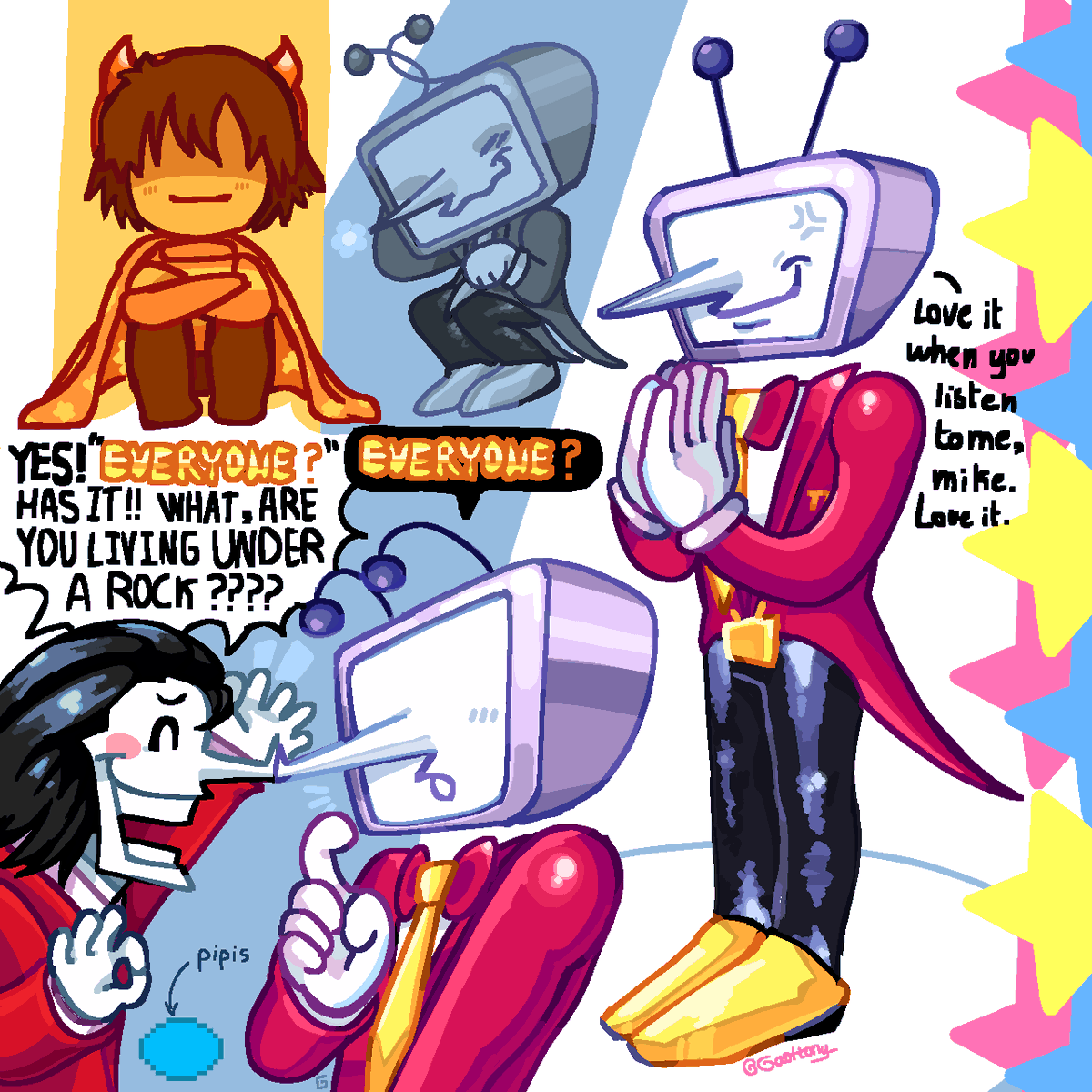 Goattony_'s tweet image. COMING STRAIGHT FROM *YOUR* HOUSE!
#tenna #tennaDeltarune #DELTARUNE #deltarunefanart