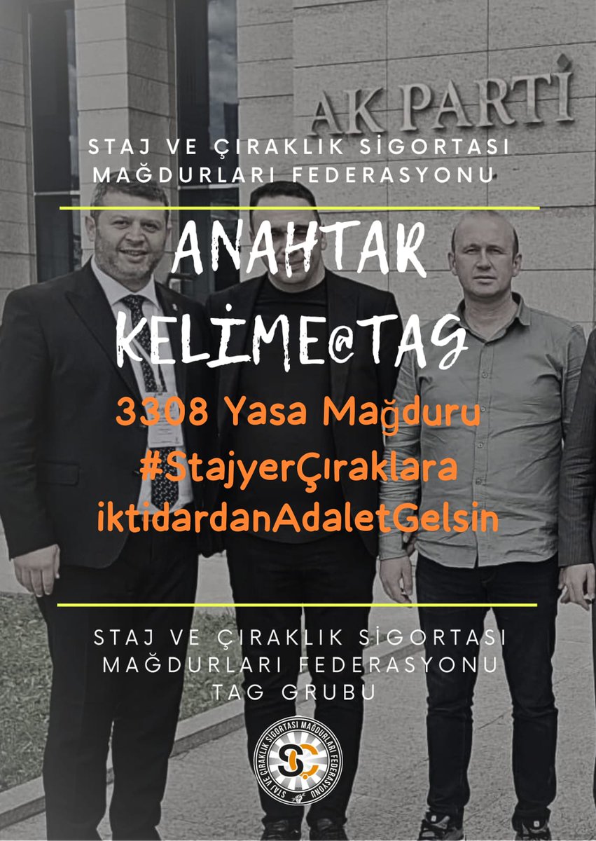 STAJ VE ÇIRAKLIK SİGORTASI MAĞDURLARI FEDERASYONU (@cirakstajfed) on Twitter photo 3308 Sayılı Yasa Mağdurları Olarak AK Parti’den Adalet Bekliyoruz...!
<a href="/Akparti/">AK Parti</a>
<a href="/RTErdogan/">Recep Tayyip Erdoğan</a>
<a href="/NumanKurtulmus/">Numan Kurtulmuş</a>
<a href="/_cevdetyilmaz/">Cevdet Yılmaz</a>
<a href="/isikhanvedat/">Prof. Dr. Vedat Işıkhan</a>
<a href="/Yusuf__Tekin/">Yusuf Tekin</a>
<a href="/yilmaztunc/">Yılmaz TUNÇ</a>
<a href="/memetsimsek/">Mehmet Simsek</a>
<a href="/AKParti_GMYerel/">AK Parti Yerel Yönetimler Başkanlığı</a>
<a href="/mustafademir/">Mustafa Demir 🇹🇷</a>
<a href="/AKGMTeskilat/">AK Parti Teşkilat Başkanlığı</a>
<a href="/abuyukgumus/">Ahmet Büyükgümüş</a>
<a href="/MehmetNuriErsoy/">Mehmet Nuri Ersoy</a>
<a href="/hasanturantr/">Hasan Turan 🇹🇷🇵🇸</a> 3308 Sayılı Yasa Mağdurları Olarak AK Parti’den Adalet Bekliyoruz...!
<a href="/Akparti/">AK Parti</a>
<a href="/RTErdogan/">Recep Tayyip Erdoğan</a>
<a href="/NumanKurtulmus/">Numan Kurtulmuş</a>
<a href="/_cevdetyilmaz/">Cevdet Yılmaz</a>
<a href="/isikhanvedat/">Prof. Dr. Vedat Işıkhan</a>
<a href="/Yusuf__Tekin/">Yusuf Tekin</a>
<a href="/yilmaztunc/">Yılmaz TUNÇ</a>
<a href="/memetsimsek/">Mehmet Simsek</a>
<a href="/AKParti_GMYerel/">AK Parti Yerel Yönetimler Başkanlığı</a>
<a href="/mustafademir/">Mustafa Demir 🇹🇷</a>
<a href="/AKGMTeskilat/">AK Parti Teşkilat Başkanlığı</a>
<a href="/abuyukgumus/">Ahmet Büyükgümüş</a>
<a href="/MehmetNuriErsoy/">Mehmet Nuri Ersoy</a>
<a href="/hasanturantr/">Hasan Turan 🇹🇷🇵🇸</a>