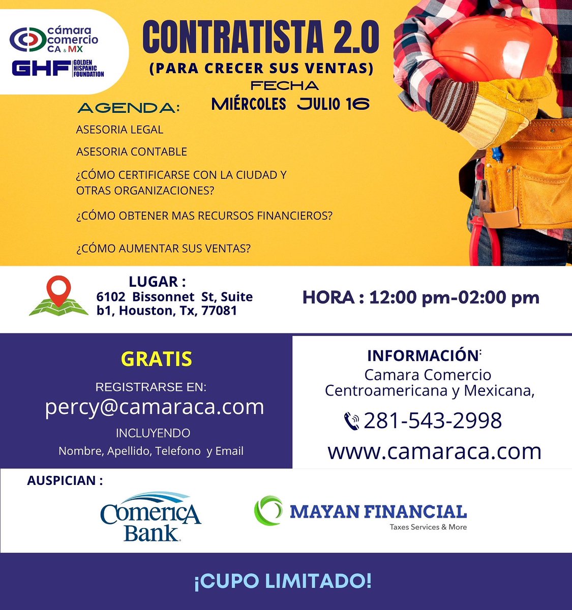 #contratistashispanos #houston #julio16 #2815432998 #mascontratos #legal #contabilidad <a href="/percypelaez/">Percy Pelaez-Contti</a> <a href="/GoldenHispanic/">GoldenHispanicFoundation</a>