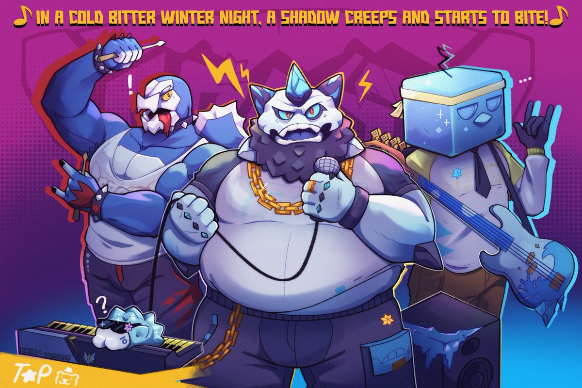 Frostbite is ready to rock! 🎸 
Who’s your favourite member? Either way they’re all pretty cool 🥶

(This took me a while, hope you like them)