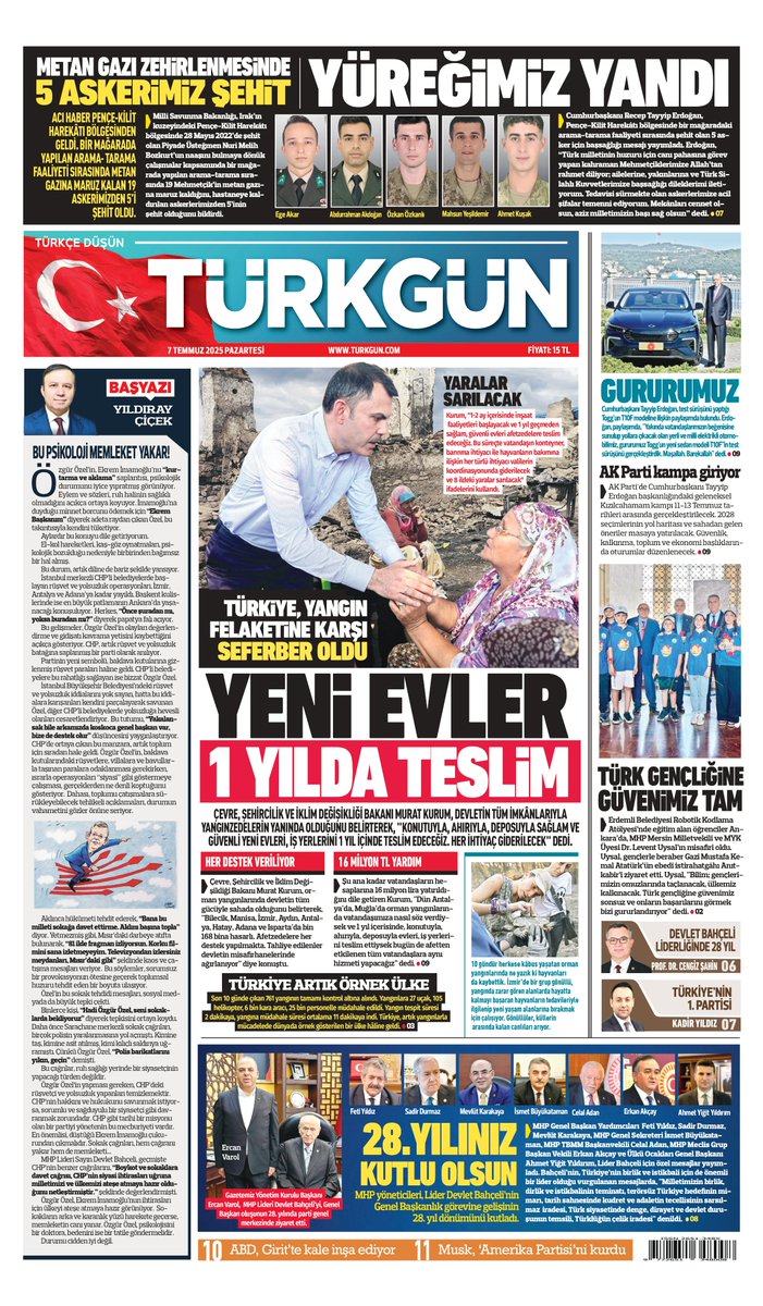 Gazetemizin 7 Temmuz 2025 Pazartesi baskısını inceleyebilirsiniz... #Türkgün #turkgungazetesi