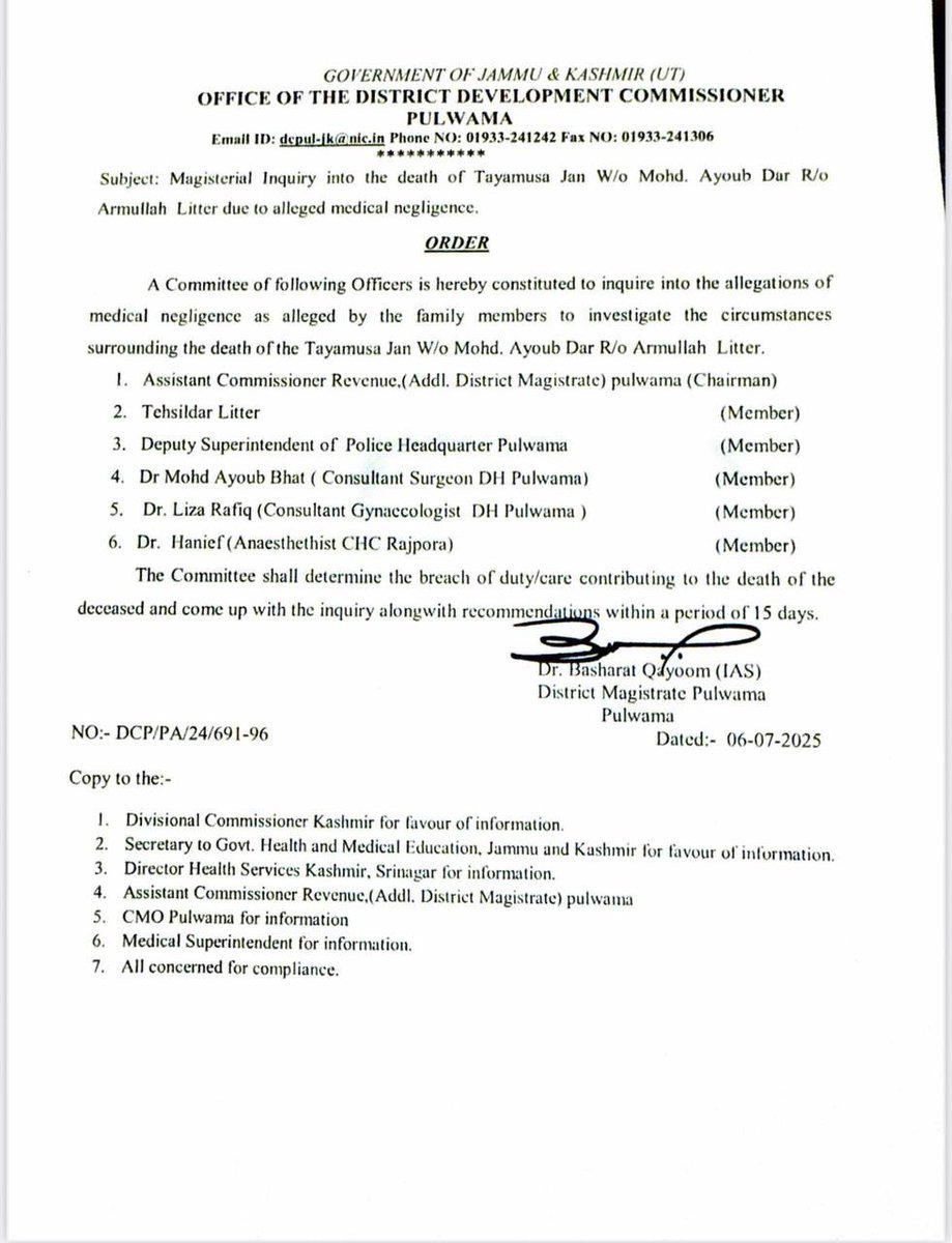 The unfortunate death of a lady in District Hospital Pulwama is deeply saddening.While the swift action by DC Pulwama is appreciable,there is an urgent need for a major reshuffle in the health department.Accountability at the grassroots is non-negotiable. Human life is priceless
