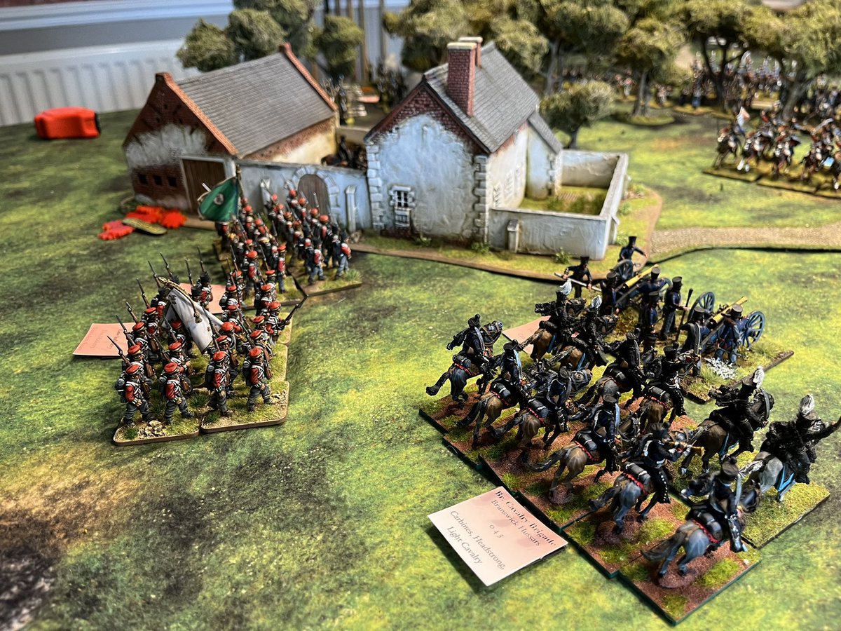 tomjmegan's tweet image. Day 1 - Quatre Bras.
Hard, brutal, relentless infantry fighting as the French tried to batter through the Allied lines, with reinforcements being hurled into the melee as they arrived.
Fantastic - small’ - warmup game as we reacquainted ourselves with the rules.
#Wargaming