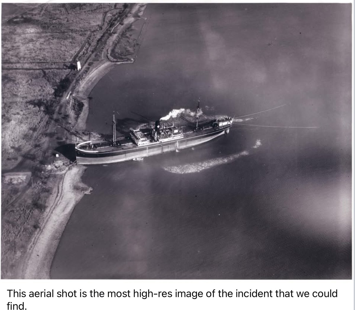 USMMWWII's tweet image. In Oct 1931, the steam-powered merchant ship Robin Goodfellow ran aground just south of New Castle, due to a "navigational error" that occurred as it traversed the Delaware River. It took nearly 2 mos. before the vessel was free and continued its journey toward the Atlantic.