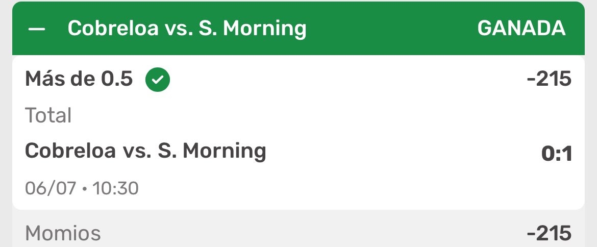 PlayersOvers (@tipsovers5) on Twitter photo ⚽️ PICK GANADO –
🧾 Cobreola vs S. Morning
💥 over 0.5 ✅
🧠 Cuota: -215
🔍
💰 Resultado: 0-1
📍¿Ya sigues a <a href="/tipsovers5/">Jacko Picks</a>? Cada pick con datos, sin humo.
#Futbol #ApuestasDeportivas #PicksDeFútbol #BTTS #TipsDeApuestas #JackoPicks ⚽️ PICK GANADO –
🧾 Cobreola vs S. Morning
💥 over 0.5 ✅
🧠 Cuota: -215
🔍
💰 Resultado: 0-1
📍¿Ya sigues a <a href="/tipsovers5/">Jacko Picks</a>? Cada pick con datos, sin humo.
#Futbol #ApuestasDeportivas #PicksDeFútbol #BTTS #TipsDeApuestas #JackoPicks