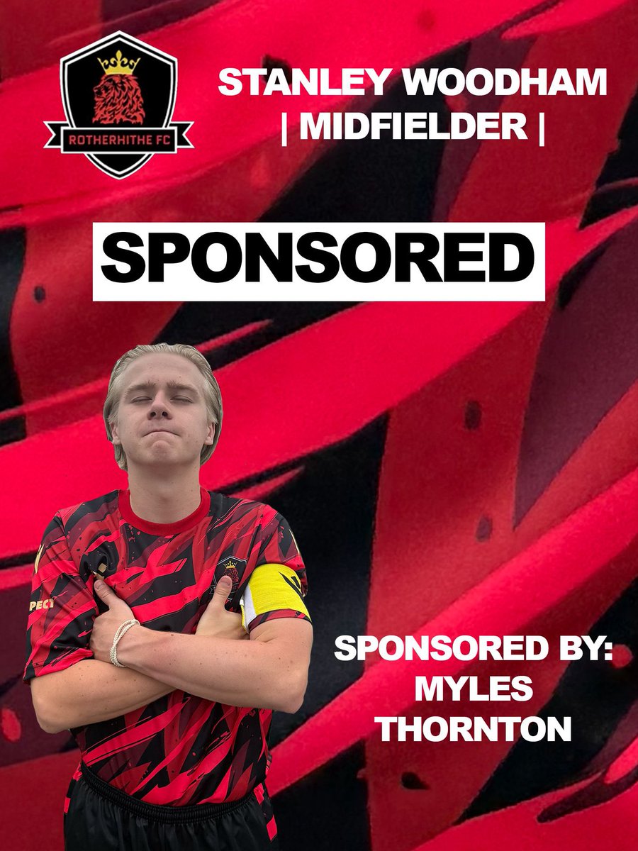 Rotherhithe FC (@rotherhithefc) on Twitter photo Player Sponsorship❗️
We’re proud to announce our first player sponsorship for our skipper @stan_woodham and he is sponsored by <a href="/mylesgthornton/">Myles Thornton</a>
Myles has supported our journey from the beginning and we’re happy he’s decided to sponsor our club captain for the upcoming season Player Sponsorship❗️
We’re proud to announce our first player sponsorship for our skipper @stan_woodham and he is sponsored by <a href="/mylesgthornton/">Myles Thornton</a>
Myles has supported our journey from the beginning and we’re happy he’s decided to sponsor our club captain for the upcoming season