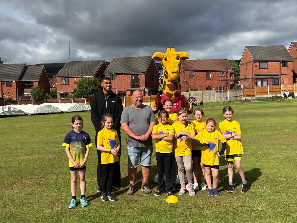 Ashley Fletcher Blackpool FC popped in to Horwich Cricket Club,one of his former clubs as a child to see sign autographs at their girls, Dynamos cricket festival.