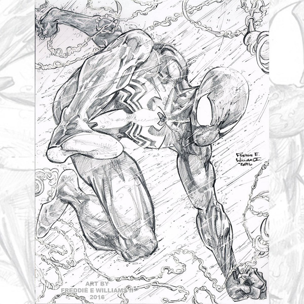 Symbiote Spiderman pencil commission (2016) freddieart.com/product-catego…