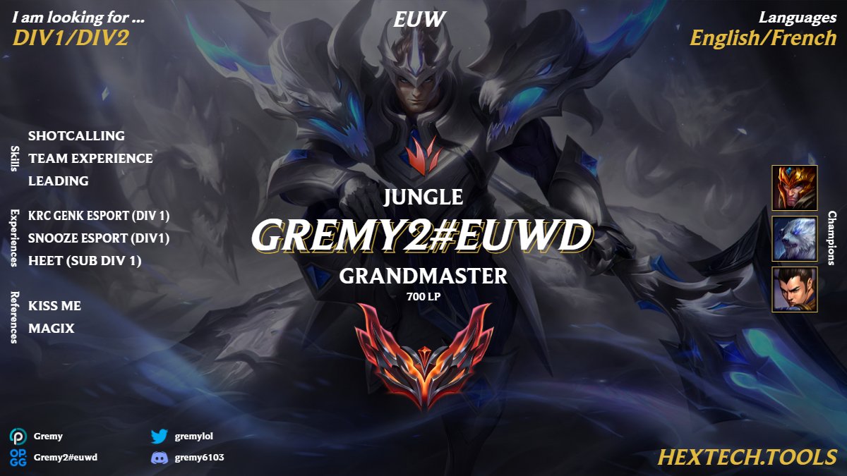 LFT BACK FROM HOLIDAY 🏆
GM 700 LP Peak 
Master 400 LP ATM  
Flexible ChampionPool    
Fearlessdraft  
Shootcalling/Leading           
Adaptating playstyle
<a href="/LoL_LFT_Fr/">LoL LFT Fr</a> 
<a href="/LoL_LFT/">LoL Looking For Team 🇮🇹 🇪🇺</a> 
<a href="/LFTDiscord/">LFT Discord - lol/val/rl</a> 
<a href="/LoL_LFT/">LoL Looking For Team 🇮🇹 🇪🇺</a>