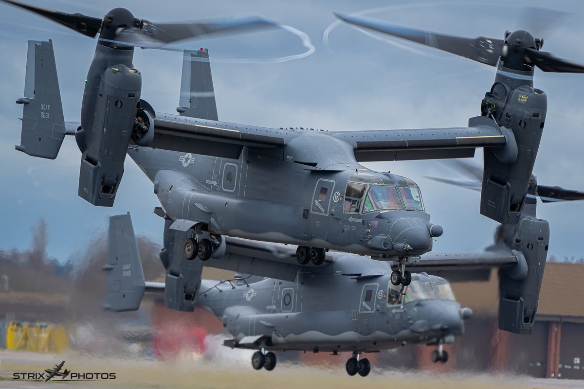 StrixPhotos's tweet image. Double Trouble 🔥
Two @352sow CV-22 Ospreys depart RAF Mildenhall on a local sortie
📸 @RAFMildenhall @352SOW @AFSpecOpsCmd