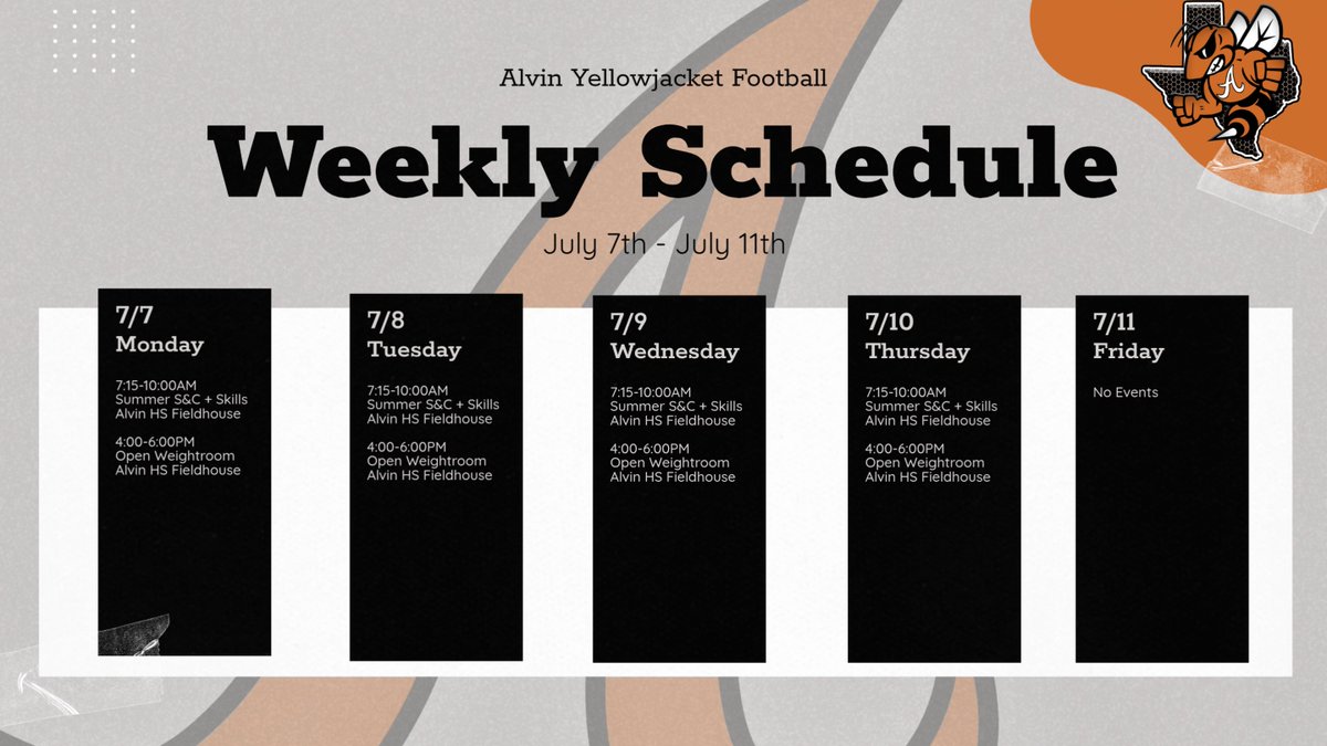 We are back at it tomorrow morning bright and early! Eat right, hydrate up, and let's continue to get bigger, stronger, faster, and better! 

Reminder that equipment check out is in a couple of weeks (7/23-24), be sure you're getting cleared in RankOne with your physical.