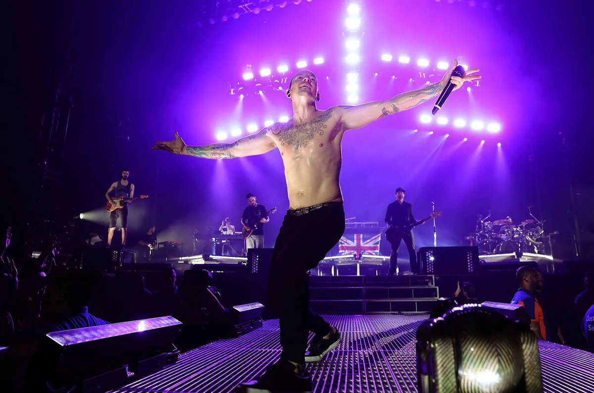 LPLive's tweet photo. On this day in 2017, Linkin Park performed their last show with Chester Bennington as the One More Light European Tour came to an end in Birmingham, England. 

Always missing @ChesterBe. ❤️ https://t.co/lhNrM62Tkf