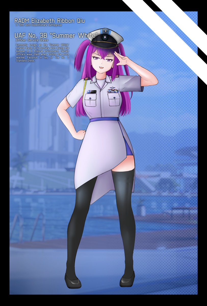 Started on a revised Elizabeth's character base for uniform drawing. First one be the Summer White idea for summer or tropical wear.