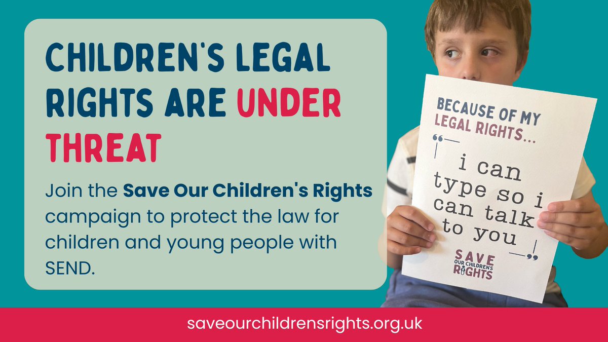 Today, we launch the #SaveOurChildrensRights joint campaign.  Govt plans could remove EHC plans and weaken legal rights for children with SEND. We can’t let that happen. The law isn’t the problem - failure to follow it is.  Join the campaign 👇saveourchildrensrights.org.uk