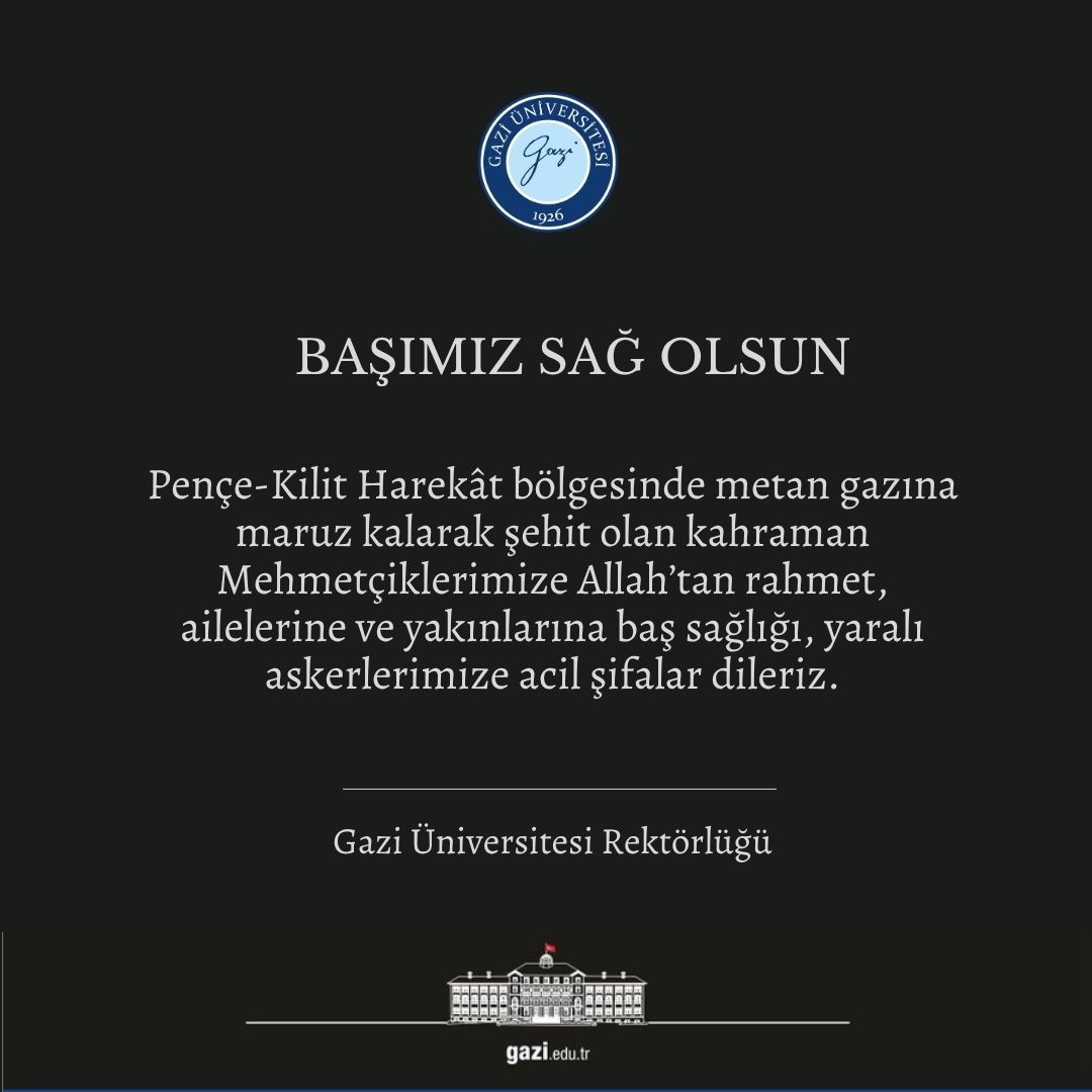 Gazi_Universite's tweet photo. 🔵 Başımız sağ olsun.
#GaziÜniversitesi https://t.co/BgdPdnBDuG