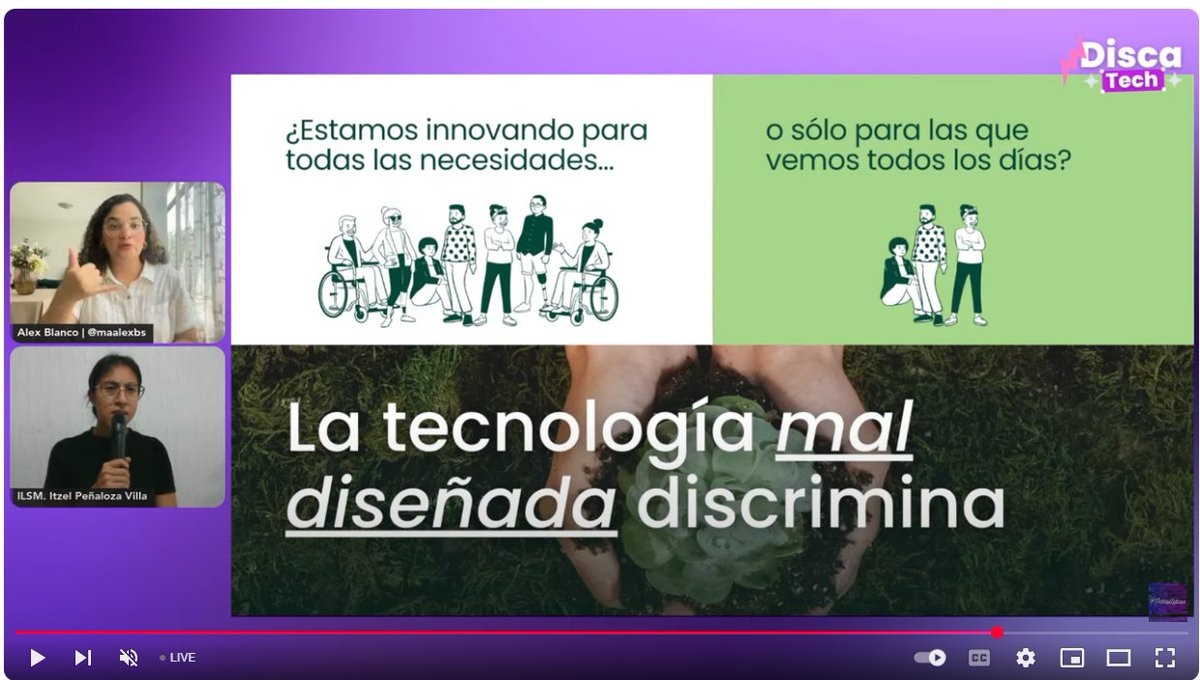 Alex y su punto de vista sobre la tecnología y el cuidado del planeta en #DiscaTech, muchas gracias y a Itzel por su excelente trabajo de interpretación 🙏
<a href="/Technolatinas/">TechnoLatinas ✨</a>