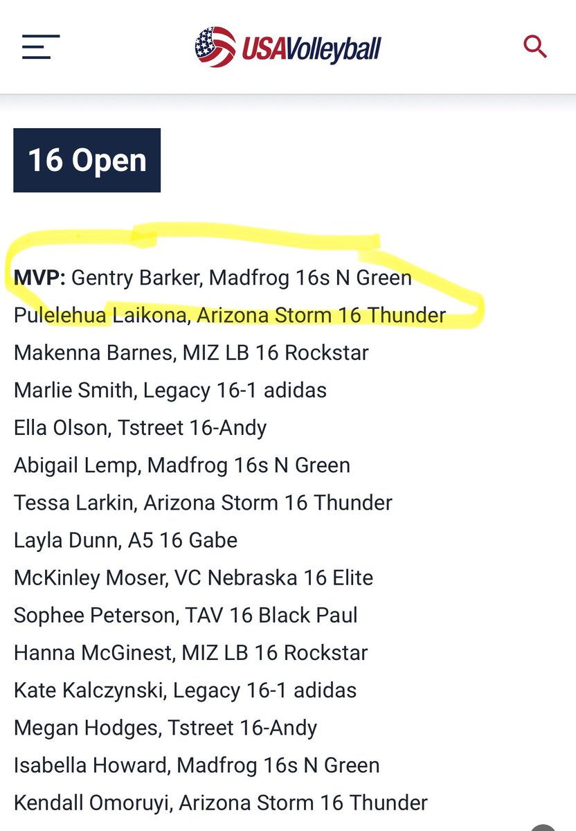 Gentry Barker (@gentry_barker) on Twitter photo Thank you <a href="/usavolleyball/">USA Volleyball</a>
MVP and 🥇!! Couldn’t have done it without all of my <a href="/MADFROGVBALL/">MADFROG VOLLEYBALL</a> teammates❤️ Thank you <a href="/usavolleyball/">USA Volleyball</a>
MVP and 🥇!! Couldn’t have done it without all of my <a href="/MADFROGVBALL/">MADFROG VOLLEYBALL</a> teammates❤️