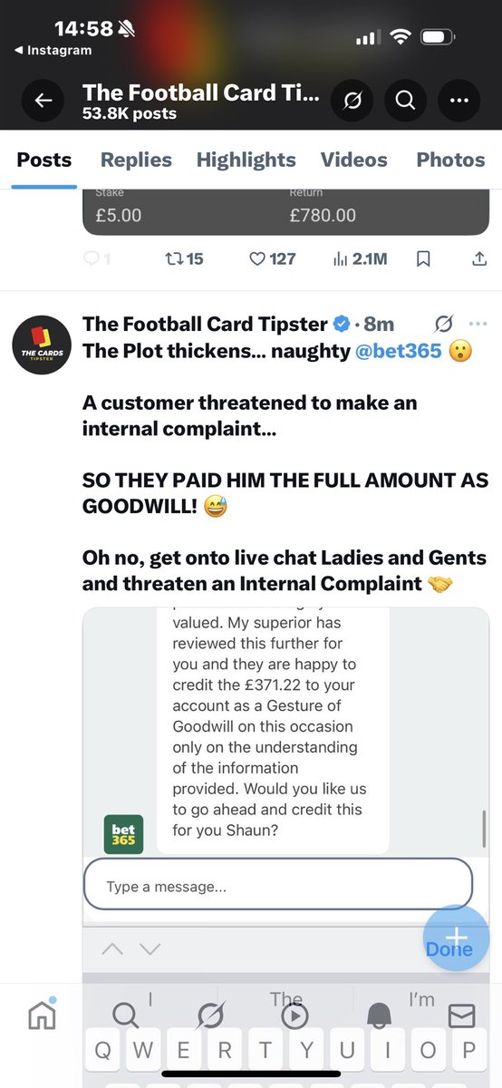 aiden25son's tweet photo. @ShaunEFC @thecardstipster We are all complaining some people have got there money back hope this helps . https://t.co/Cz1Fw44vKa