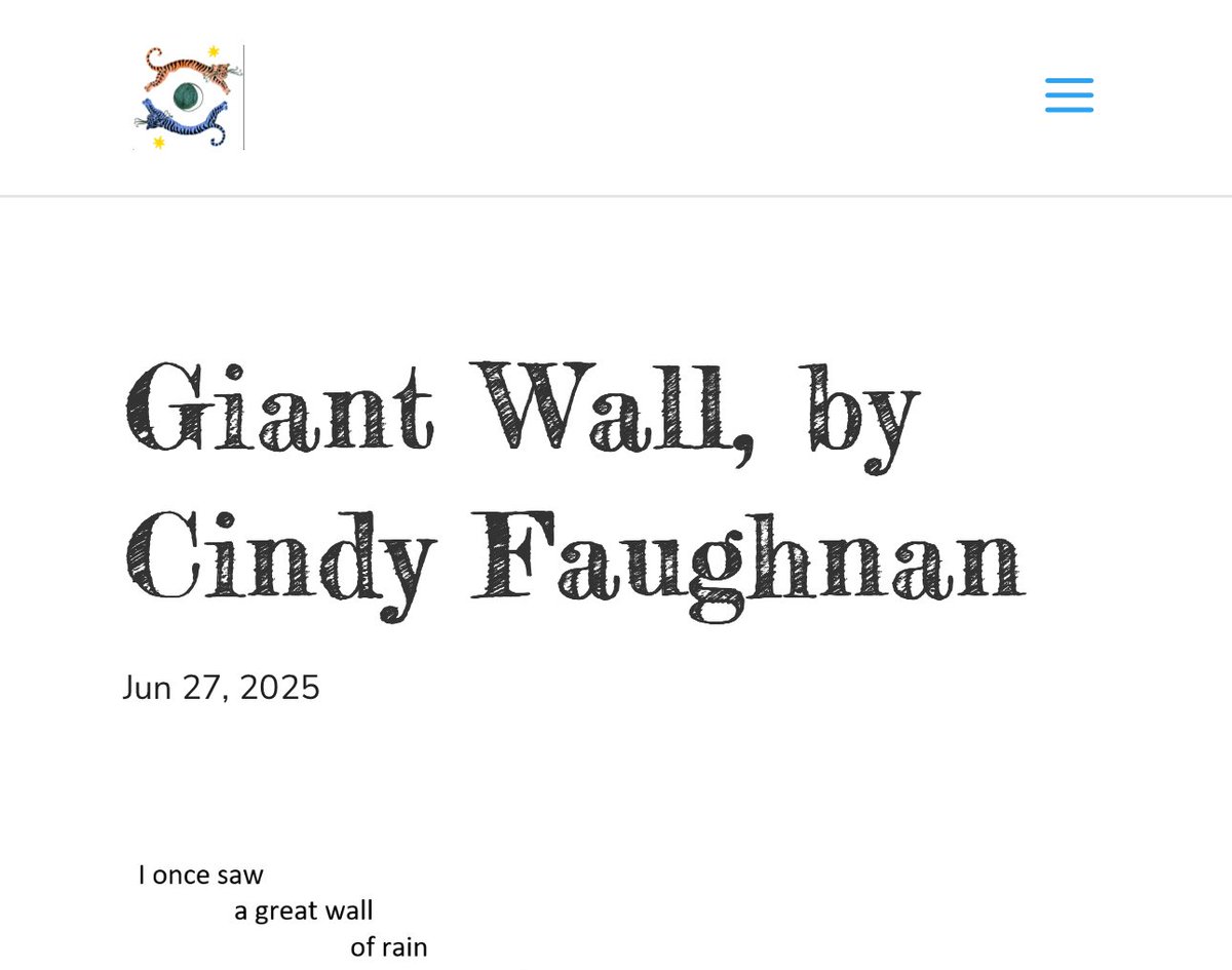tygertygermag's tweet image. Meet our #poemsforchildren - ‘Giant Wall’ by Cindy Faughnan is built around a stunning central simile that will sweep lushly through your mind and leave a beautiful imprint. Read the full poem at: tygertyger.net/giant-wall-by-… #poetry #kidlit #readingforpleasure #poetryforkids 🧡