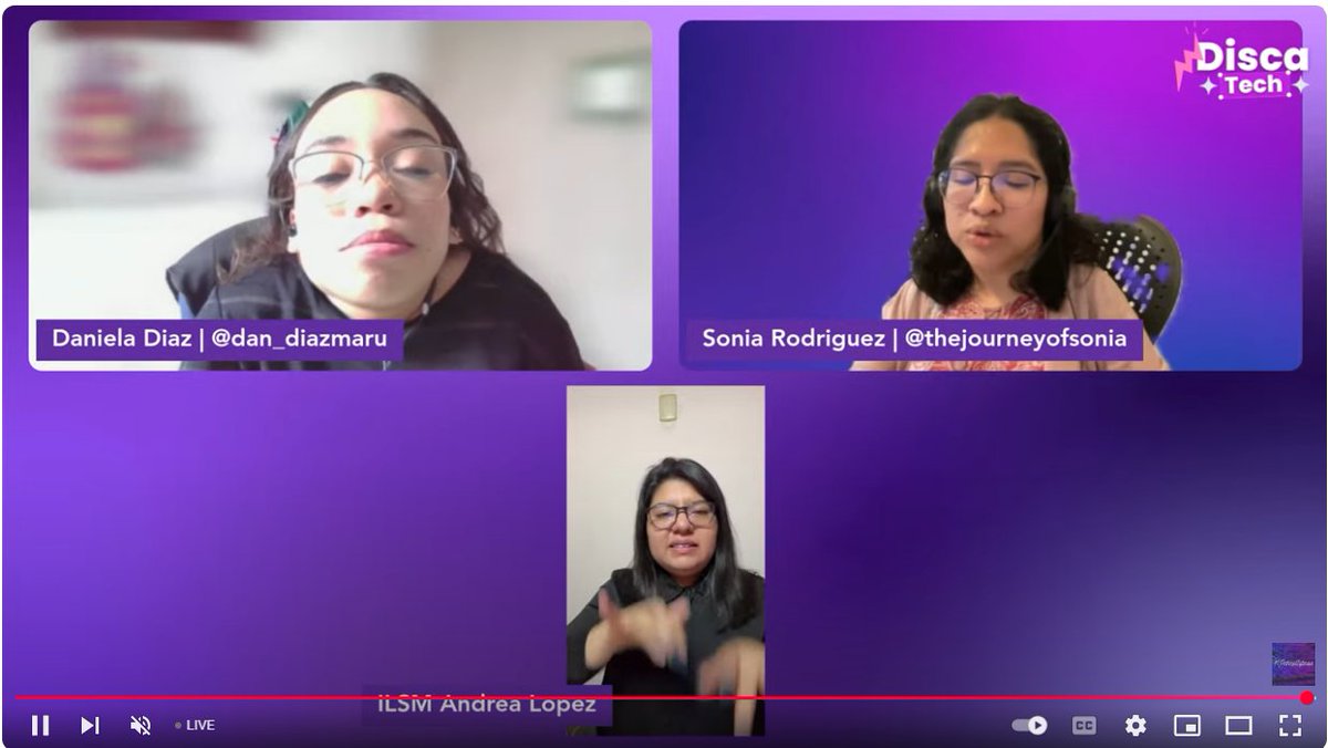 Wow ¡qué buena sesión de preguntas y respuestas en #DiscaTech!  cada una vale oro, muchas gracias Daniela y Sonia 🙏
<a href="/Technolatinas/">TechnoLatinas ✨</a>