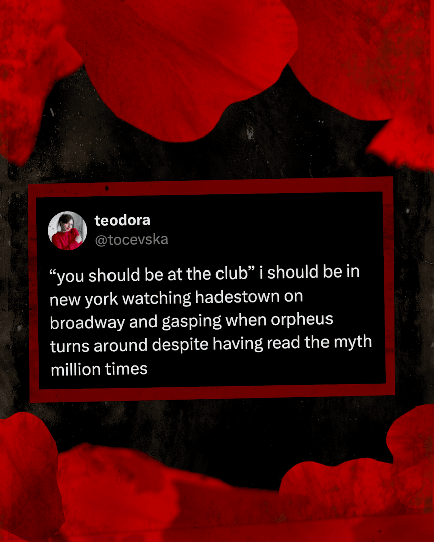 To know how it ends, and still go to the Walter Kerr instead of the club, as if it might turn out this time.