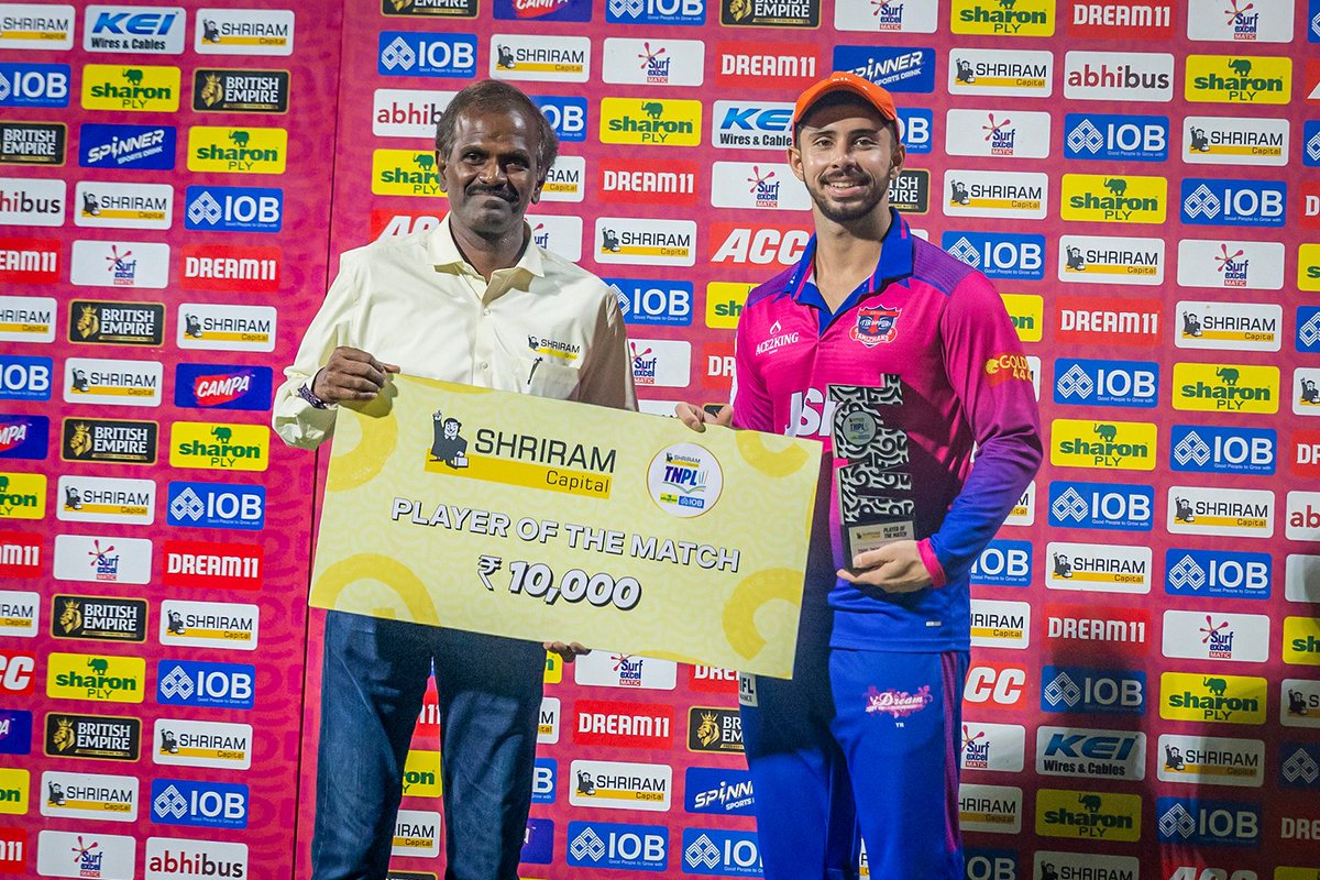 TNPremierLeague's tweet photo. Award winners from today's #IDTTvDD final. 🏏

#IDTTvDD #TNPL #TNPL2025 #TNPLFinal #NammaOoruNammaGethu https://t.co/YG9vRqDrRX