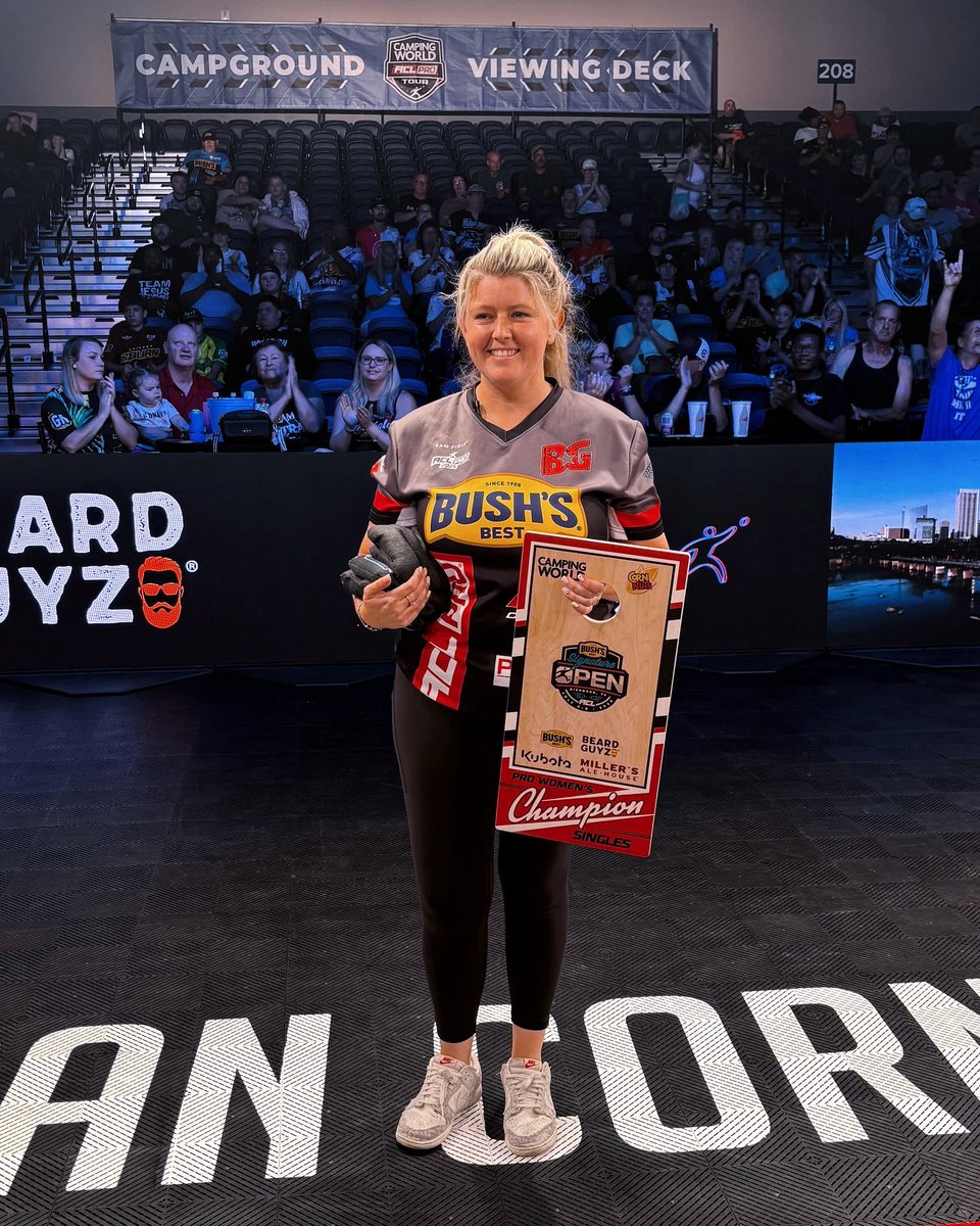 iplaycornhole's tweet image. Sam Finley takes the Pro Women's Singles crown at ACL Signature Open #6! 👑