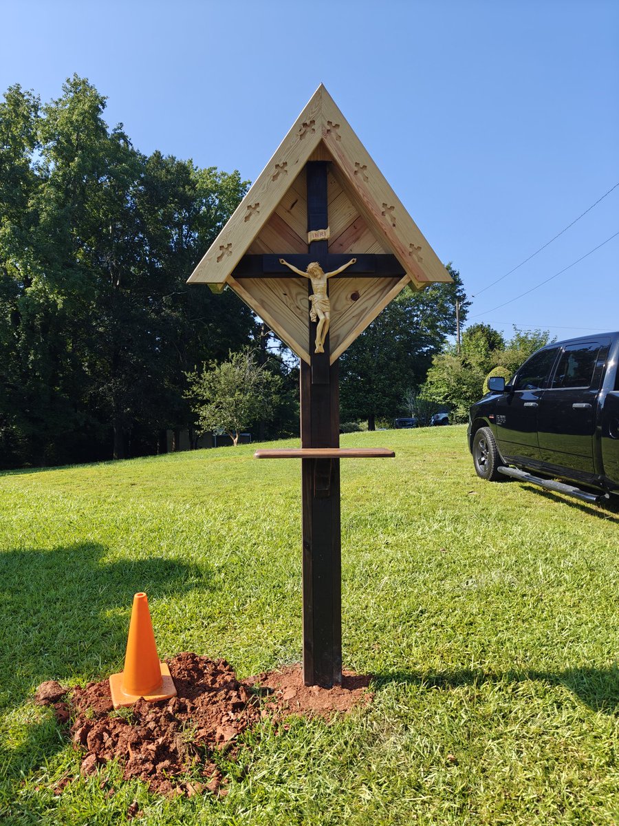 tradcathdixie's tweet image. Not only did I help put this up at my parish this weekend, but also I got punched in the chest and called a Nazi at a 4th of July party because I mentioned "Jewish Rape Tunnels" in a conversation. What a weekend.