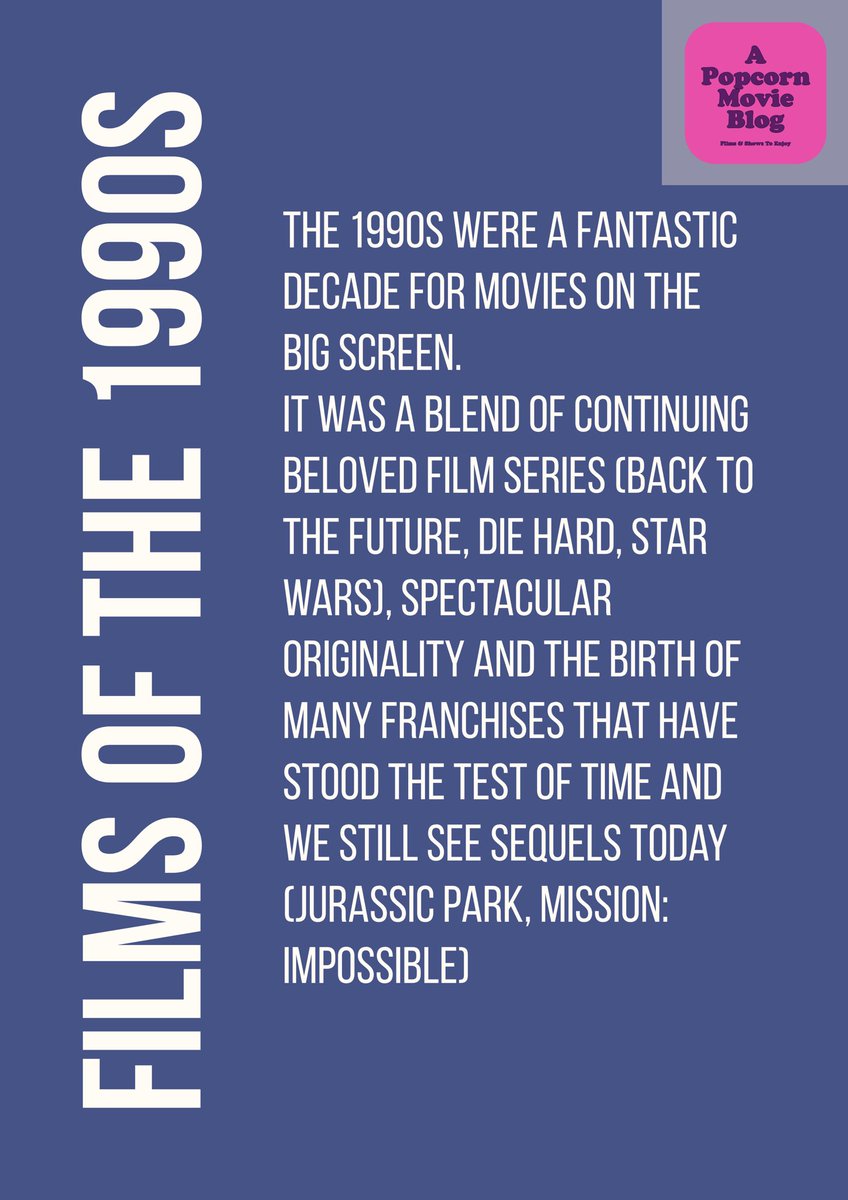 PeterGordonUK's tweet image. Which #film will come out on top of the 1990s Top 10?
Will it be #PulpFiction or #ToyStory or could it be #JurassicPark or #FightClub?
apopcornmovieblog.blogspot.com/2025/07/films-…
