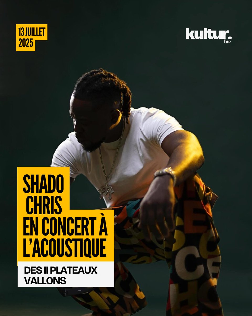 KESSTMEDIA • MÉDIA (@kesstmedia) on Twitter photo 🗓 13 Juil. 2025, <a href="/ShadoChris/">SHADO CHRIS</a> sera cette fois-ci, micro en main pour un concert, 📍à l'Acoustique des II Plateaux vallons.
Un concert à ne pas rater et une invitation à partager ! 🗓 13 Juil. 2025, <a href="/ShadoChris/">SHADO CHRIS</a> sera cette fois-ci, micro en main pour un concert, 📍à l'Acoustique des II Plateaux vallons.
Un concert à ne pas rater et une invitation à partager !