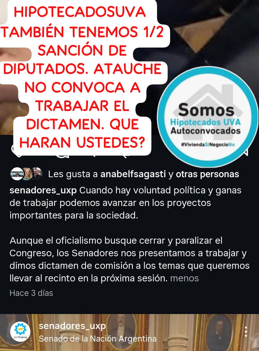 <a href="/FamaFlavio/">Flavio Fama</a> <a href="/elancasti/">El Ancasti</a> Senador sabemos del compromiso q tiene c/<a href="/hipotecadosuva/">@HipotecadosUVANacional</a>, 1 d los pocos políticos q se acuerda d nuestro drama.Tamb estamos agradecidos c/ <a href="/blancopabloda/">Pablo Daniel Blanco</a> y <a href="/noragimenezok/">Nora del Valle Giménez</a>. Gracias x su empatia. Les pedimos q sigan intentando tratar nuestro tema. <a href="/ezeatauche/">Ezequiel Atauche</a> no llamara a comisión