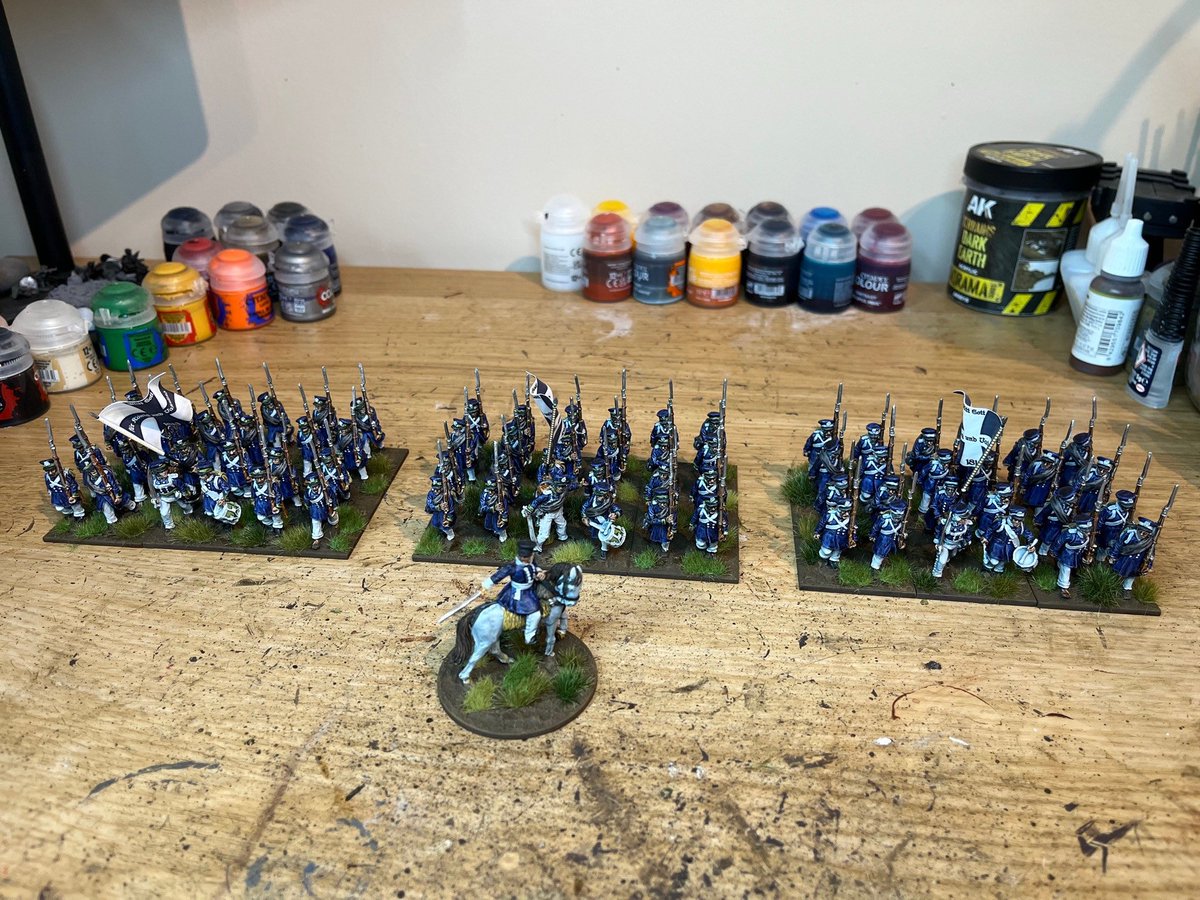 tomjmegan's tweet image. Didn’t start the year with 28mm Big Battle Napoleonics on my 2025 Hobby Bingo card, but when the call to arms came I could not refuse.
Based on the 1st Prussian Infantry Brigade (Division), from March to June - a full 9 inf bns with Comd & artillery were finished.
#Wargaming
