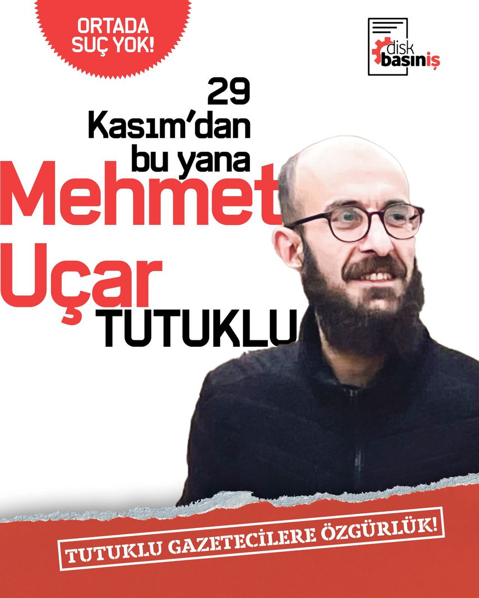 Gazeteci Mehmet Uçar, Eskişehir Cumhuriyet Başsavcılığı tarafından başlatılan soruşturma kapsamında 29 Kasım 2024'ten bu yana tutuklu!

Meslektaşımız Mehmet Uçar, yaptığı haberler nedeniyle cezaevinde tutuluyor!

Mehmet Uçar, 8 Temmuz'da Batman'da hakim karşısına çıkacak.