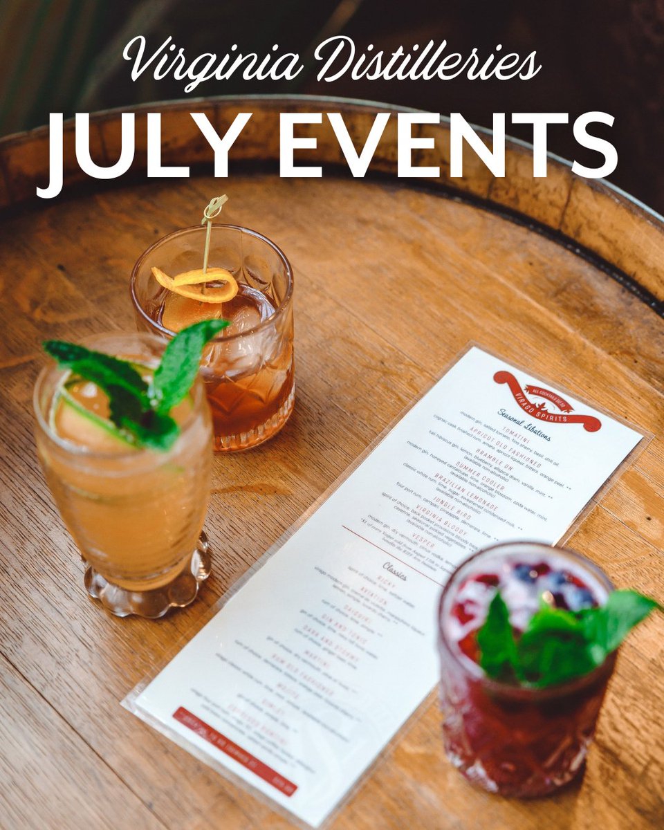 Virginia distilleries are the place to be in July! 🎆🥂 Join us this month at your favorite #VaDistilleries to discover new spirits, explore Virginia's history and escape the heat.

Check out some upcoming events at brnw.ch/21wTW90 !