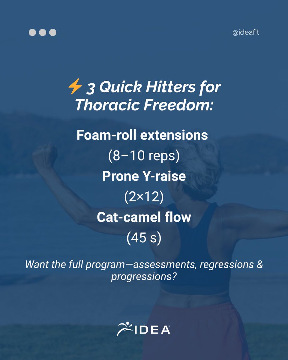 ideafit's tweet image. When your client&apos;s posture screams “ouch,” what do you do as a Fitness Pro?

📅 20% OFF on this course for the month of July! Tap to register: hubs.ly/Q03vZZJM0

#Kyphosis #SpineHealth #FitProTips #IDEAWorld #ContinuingEducation #IDEACourses