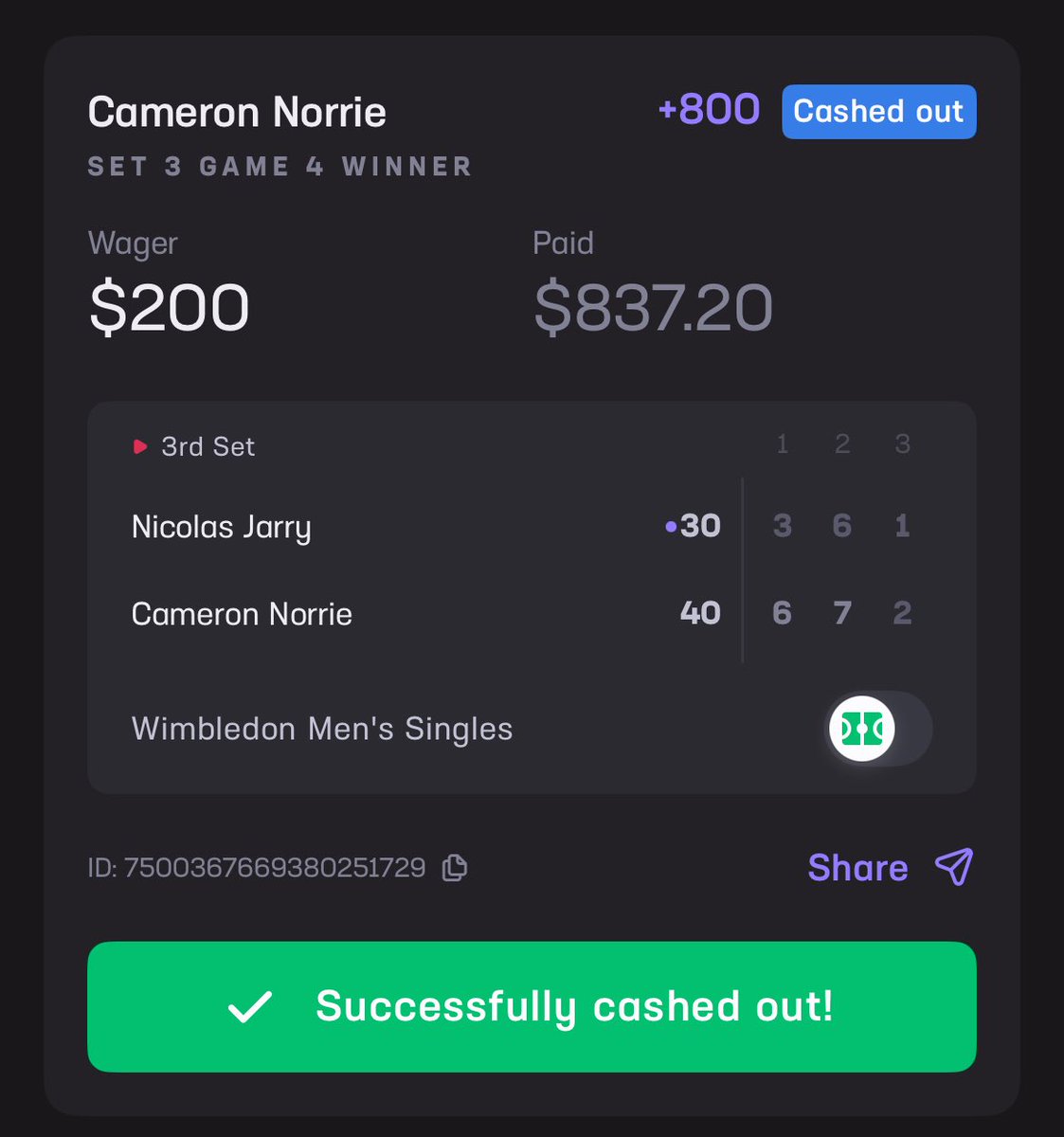 Stennylive's tweet photo. Live tennis betting did very good today! Up 900 today just this morning! https://t.co/rC3rj9TOdy
