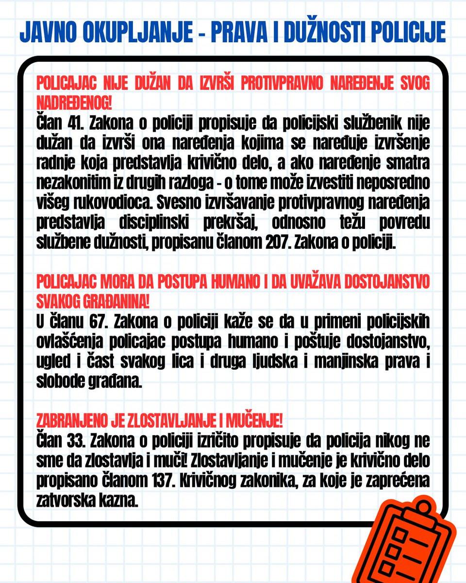 ngs_nis's tweet photo. ‼️‼️VAŽAN INFORMATOR ZA GRAĐANE‼️‼️

Hvala advokatu Vladanu Mančiću na sastavljanju ovog veoma važnog informatora za građane, a podsetnika za policiju. ❤️

Podelite ovaj informator sa svojim prijateljima.

Brinimo jedni o drugima. Mi smo jedni drugima čuvari. ❤️

#studenti https://t.co/DURSvSKDi5