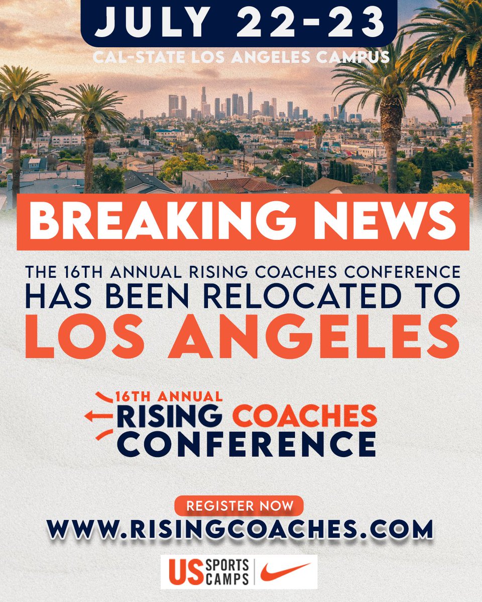 🚨 BREAKING NEWS 🚨

The 16th Annual Rising Coaches Conference is now in LOS ANGELES! 🌴

Same dates — July 22-23 — brand new energy.

Don’t miss your chance to learn, connect, and grow with some of the best in the game.

🔗 Register now: hubs.li/Q03vZbsC0