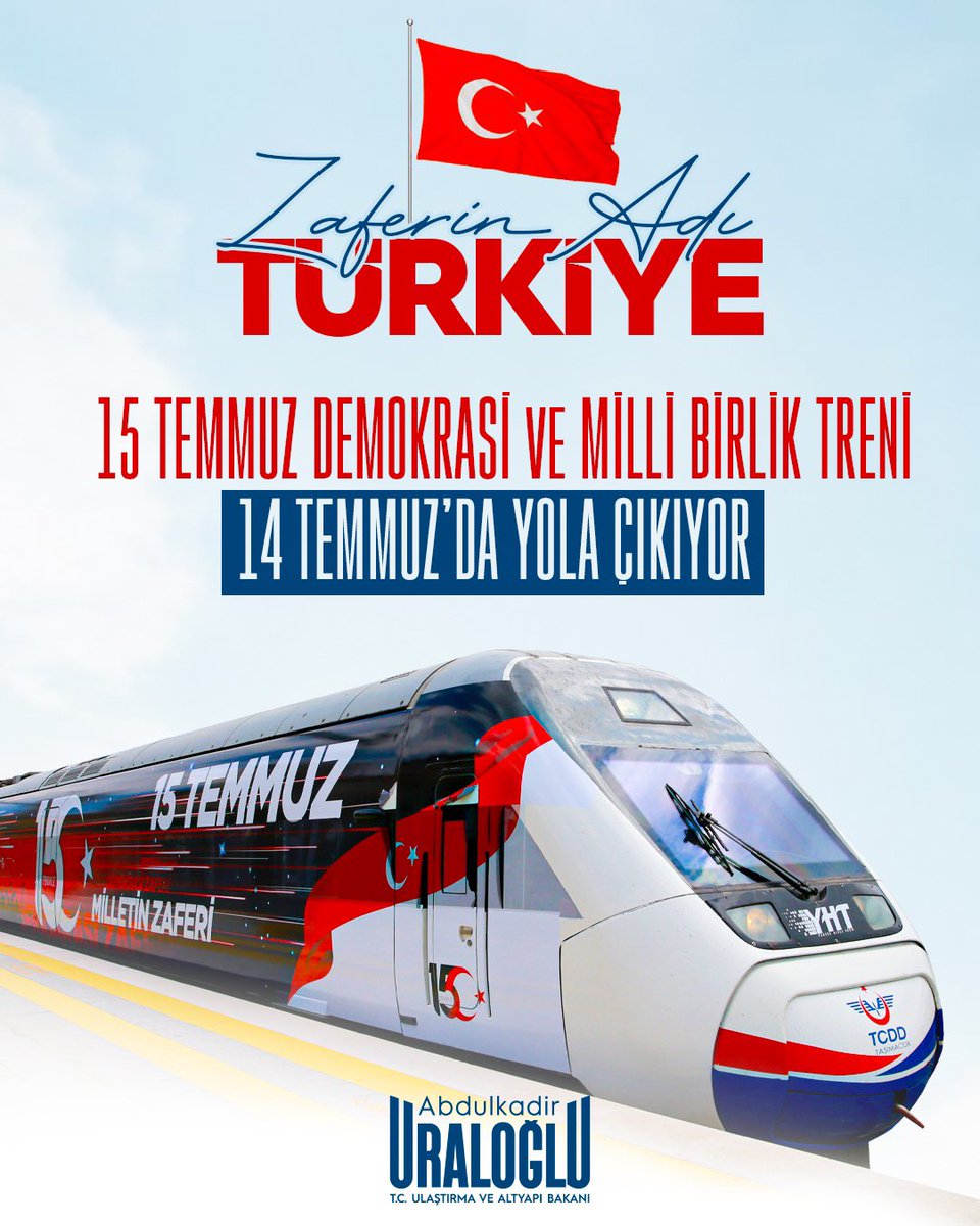 15 Temmuz Demokrasi ve Milli Birlik Treni 14 Temmuz’da raylarda…

“Zaferin Adı Türkiye” diyerek yola çıkacak olan trenimiz;

🚄 Ankara-İstanbul-Ankara,
🚄 Ankara-Konya-Ankara,
🚄 Ankara-Eskişehir-Ankara,
🚄 Konya-İstanbul-Konya,
🚄 Eskişehir-İstanbul-Eskişehir ve
🚄