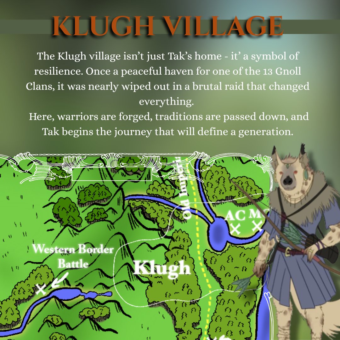 RMD_create's tweet photo. From the war-torn woods of Klugh Village to the thronerooms of Tardrell, every place holds a story.
Explore the map - meet the land. Begin the journey.
Read 2 chapters free: https://t.co/FuNkoPLip6

#GnollsHonour #FantasyBooks #Worldbuilding https://t.co/ZXEPGaIVF3